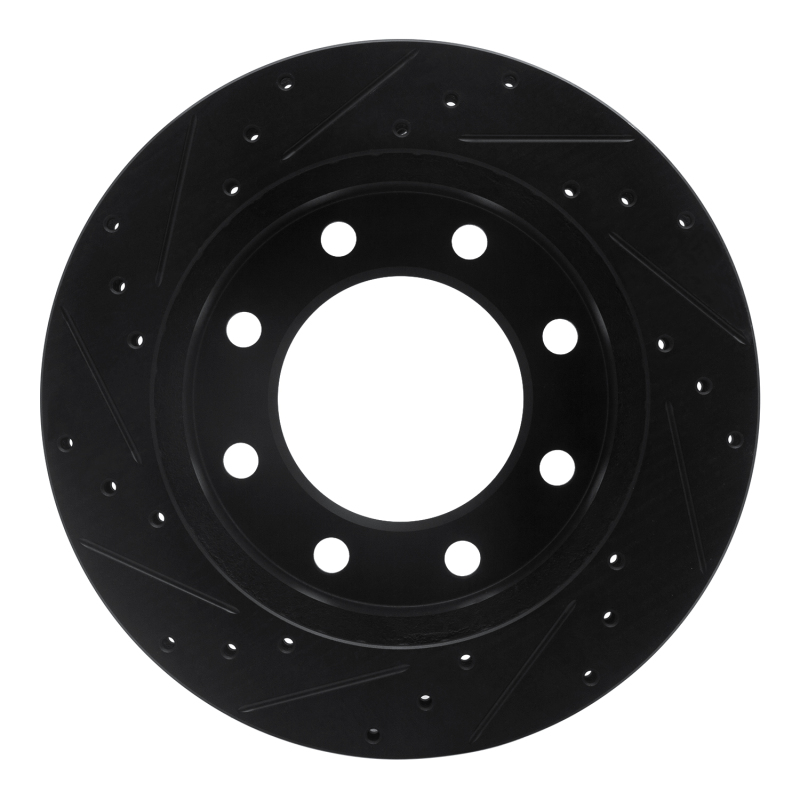 Cadillac DeVille Brake Rotor (1) - Front Right - R1 Concepts - Drilled & Slotted - Black - `99-`20